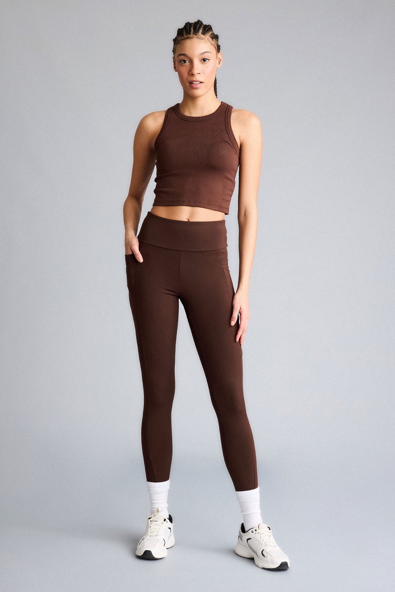 DeFacto Brown Woman High Waist Ankle Length Leggings Casual - Image 1